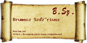 Brumecz Szíriusz névjegykártya